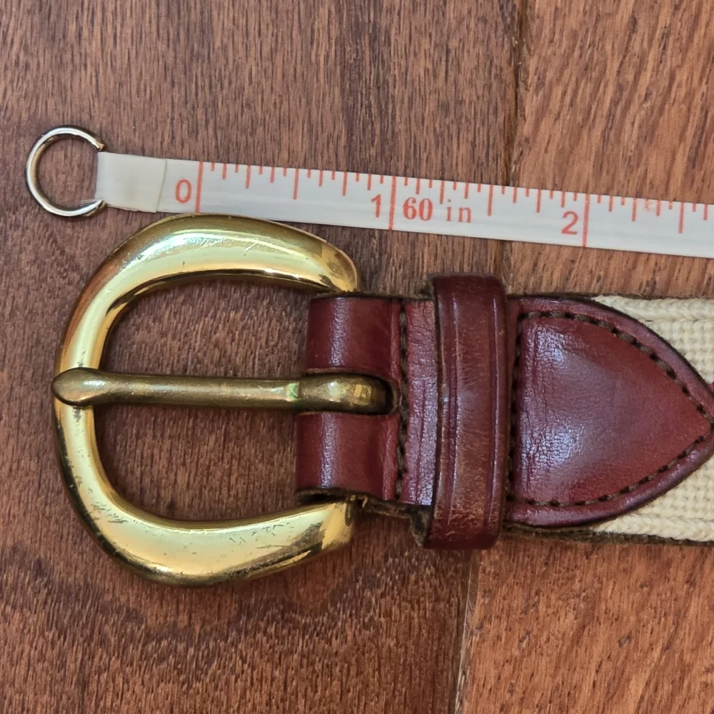 Vintage Bows & Hearts Handmade Needlepoint Leather Belt